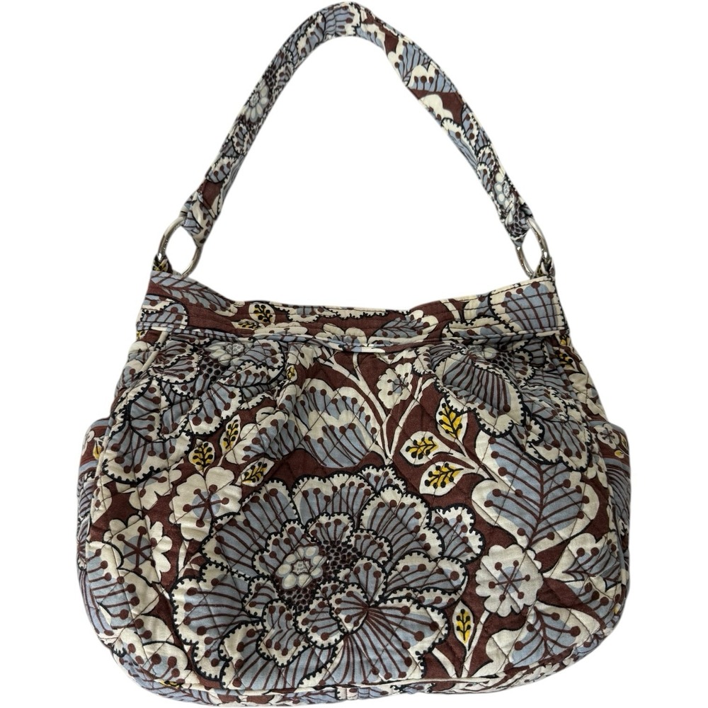 Vera Bradley Slate Blooms Shoulder Bag Retired Print Magnetic Closure